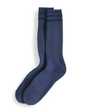 <br>(Blue Cotton Crew Length Sock - L